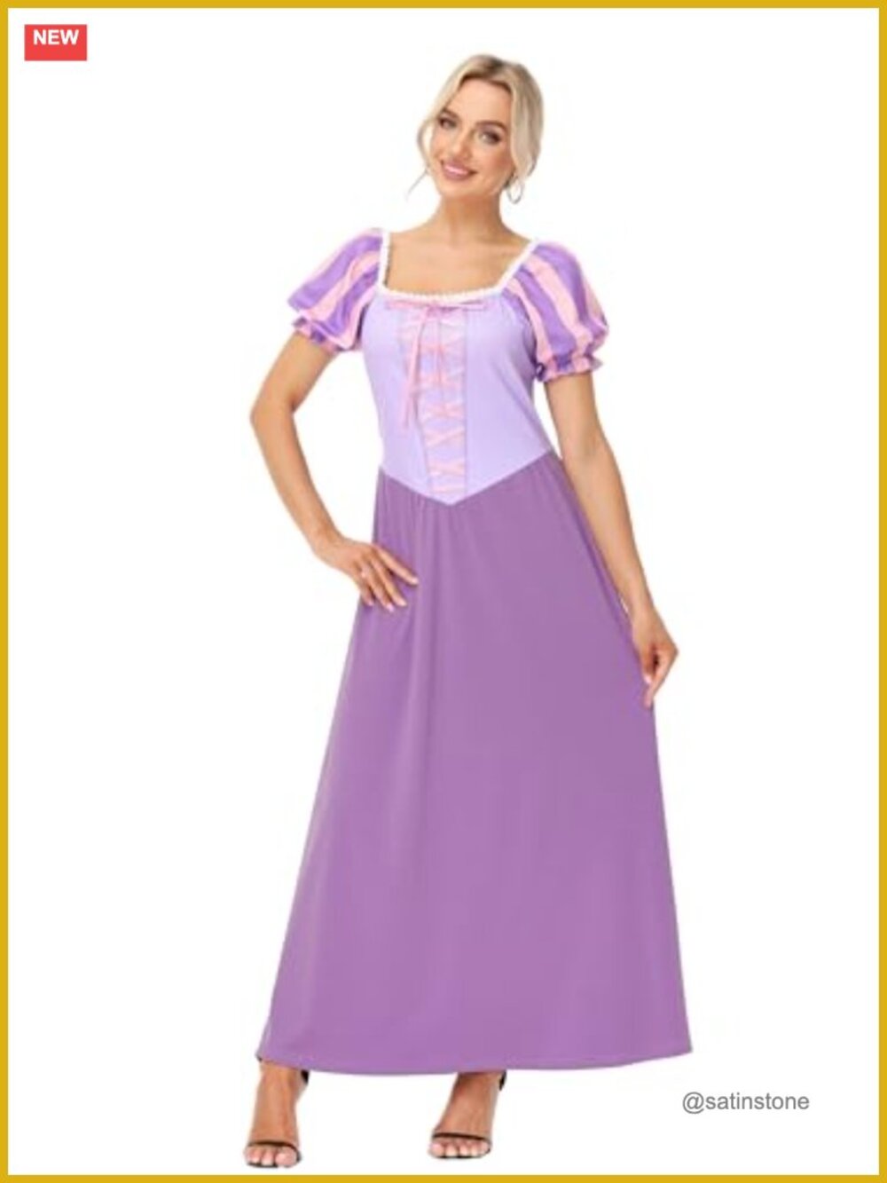 Womens Princess Costume Halloween Puff Sleeve A-Line Dress Cosplay Party
